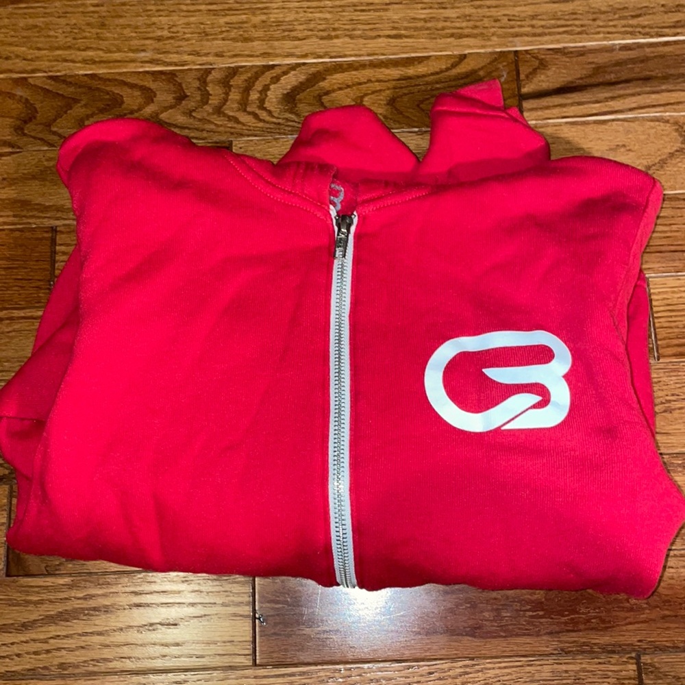 CycleBar red zip up hoodie